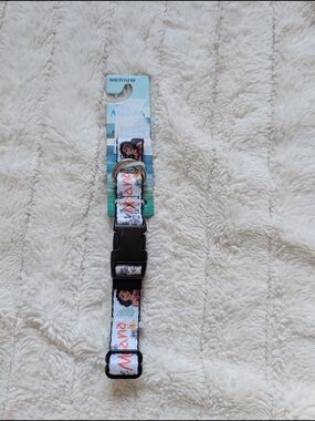 Disney Moana, Adjustable Light Blue Patterned Dog Collar, Size Medium